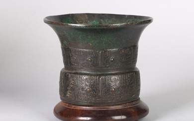 AN ARCHAIC CHINESE BRONZE 'JIA' VESSEL BODY