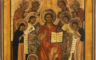 AN ICON OF THE EXTENDED DEISIS Russian, circa 1800 Tempera