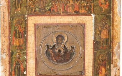 AN ICON SHOWING THE MOTHER OF GOD OF THE SIGN AND