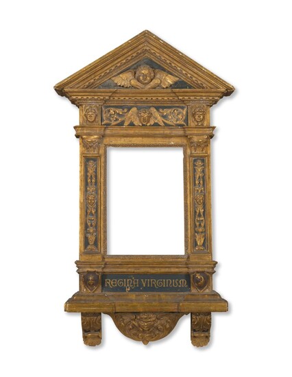 AN ITALIAN GILTWOOD AND PAINTED TABERNACLE FRAME, LATE 19TH CENTURY