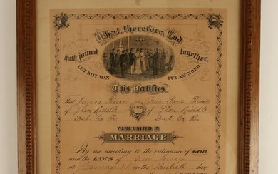 ANTIQUE 1894 MARRIAGE CERTIFICATE LICENSE