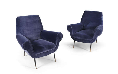 ARMCHAIRS A pair of 1960s Italian armchairs on...