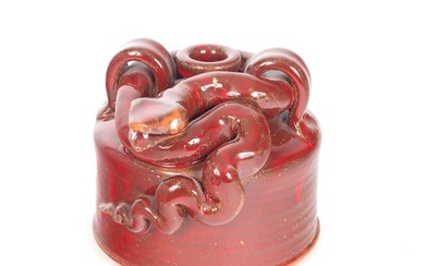 AV Smith Red Stoneware Glazed Serpent Jug