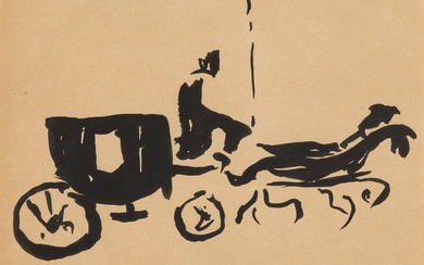 Albert MARQUET 1875 - 1947 Le fiacre Encre sur papier Signé en bas à gauche...