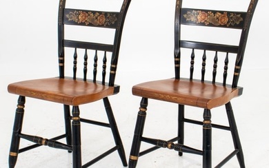 American Folk Stenciled Hitchcock Style Chairs, 2