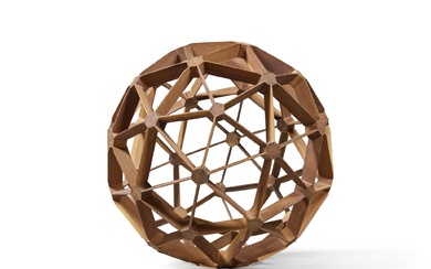 An American Stained Wood Geodesic Sphere Sculpture, First Half 20th Century