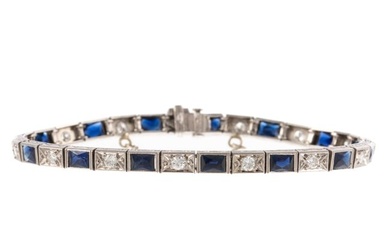An Art Deco Diamond & Sapphire Bracelet in Platinum