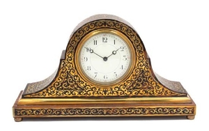 An Edwardian Boulle Brass Inlaid Mantel Clock Height 6