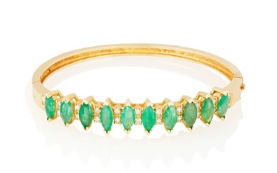 An Emerald and Diamond Bangle