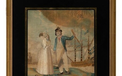 An English Silkwork Embroidered 'Sailor at Port'