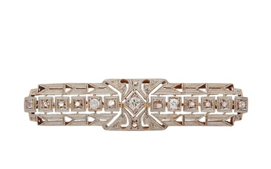 An early 20th century old and rose-cut diamond openwork broo...