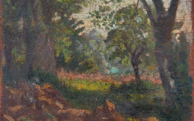 André DERAIN (1880-1954), Sous-bois, huile sur panneau, 17,5 x 22 cm. Vente KNAUBLICH 23 et...