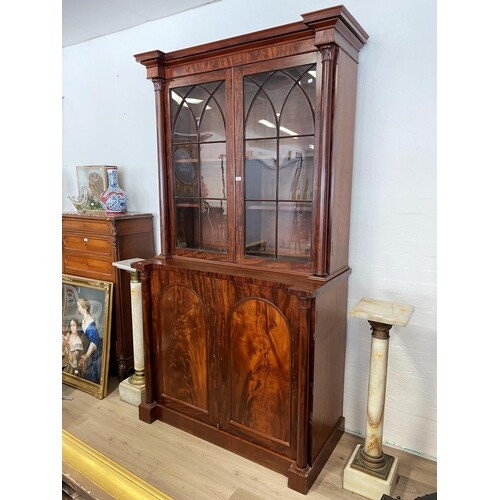 Antique Austral glazed mahogany combination bookcase secreta...