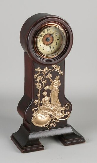 Antique German walnut Jugendstil alarm clock with