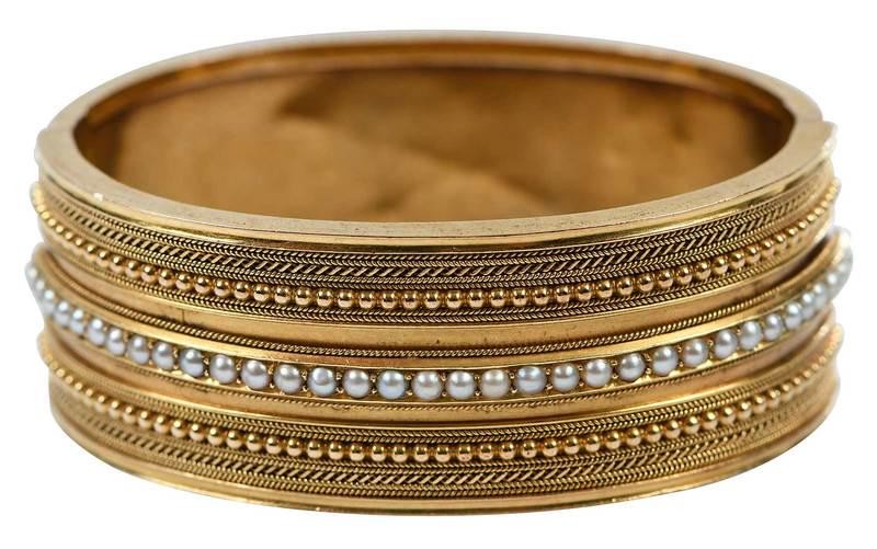 Antique Gold Hinged Bracelet