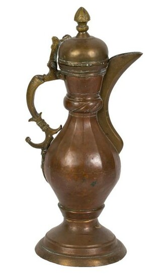 Antique Handwrought Brass and Copper Ewer