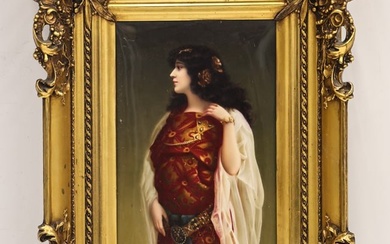 Antique KPM ''Kleopatra'' Painted Portrait Plaque