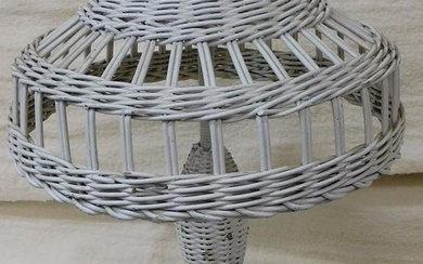 Antique Painted Wicker Lamp