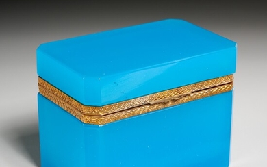 Antique blue opaline glass dresser box