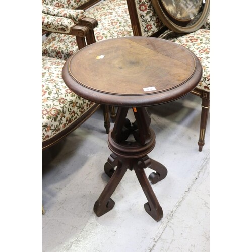 Antique circular French walnut Pedestal table, approx 68cm H...