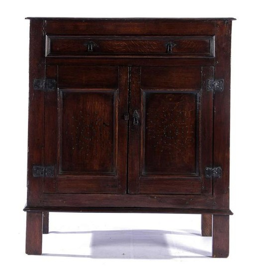 Antique oak sideboard with drawer and 2 doors, 108 cm