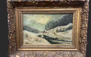 Antique oil painting on canvas height 42 cm width...