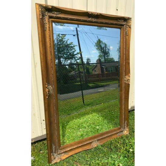 Antique-style Carved Gilt Wood Beveled Mirror