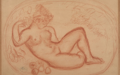 Aristide MAILLOL 1861-1944 Femme nue allongée de face avec des fruits - circa 1920-1925