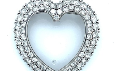 Art Deco Platinum 10.00 Ct. Diamond Heart Pendant/Brooch