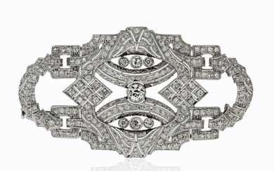Art Deco Platinum Filigree 7.00cts Diamond Brooch