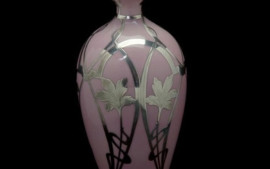 Art Nouveau T&V Limoges Pink Porcelain Silver Overlay