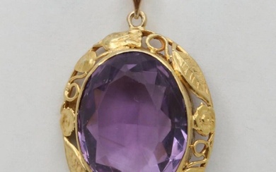 Arts and Craft Style 18.5 Ct Amethyst and 14K Gold...