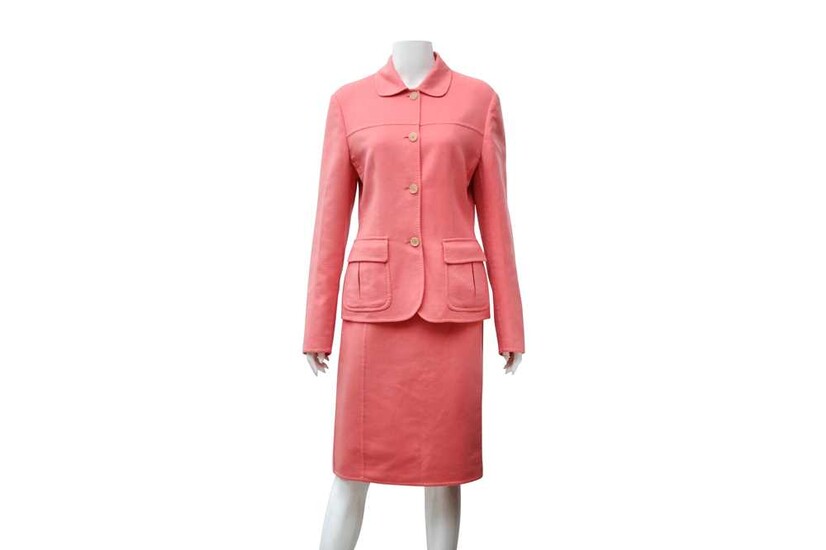 Asprey Pink Cashmere Skirt Suit - Size 12