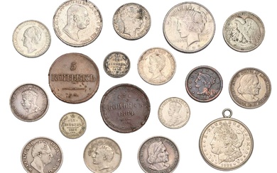 Assortment of World Coins; 16 coins to include; USA, 'Morgan'...