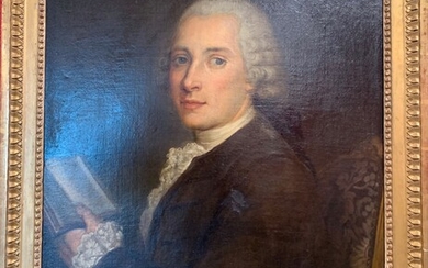 Attribué à J-B.PERONNEAU (Pau 1731-Amterdam 1783) "Portrait d'homme" Ecole française XXVIII°siècle Huile sur toile accident...