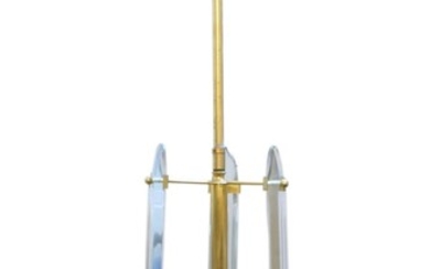 Attributed to Gaetano Sciolari (1927-1994), three light chandelier, circa 1970, brass, glass, 84cm high It is the buyer's responsibility to ensure that electrical items are professionally rewired for use.
