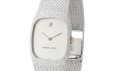 Audemars Piguet. Gorgeous and Luxurious Oval Ultra Slim Wristwatch in White Gold With Extract de Registre