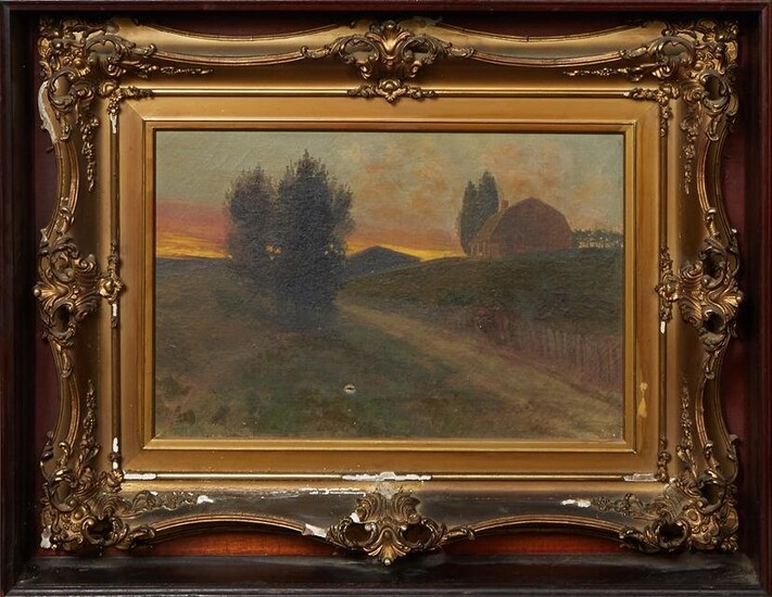 Augustus Lux (American), "Farmhouse at Sunset," 20th