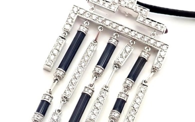 Authentic! Cartier Le Baiser Du Dragon 18k White Gold Onyx Ruby Diamond Necklace