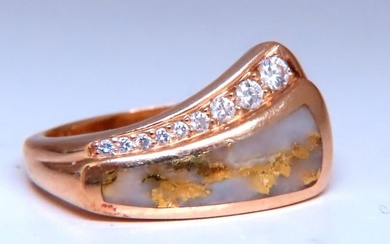 Authentic Kabana Gold Grain Quartz Inlay Ring 14kt Gold Ref 12296