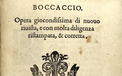 BOCCACCIO, Giovanni. Urbano. Firenze: Giunti, 1598. Seconda parte dell'"Opera di m. Giouanni Boccaccio, tradotta di lat. in volgare da m.…