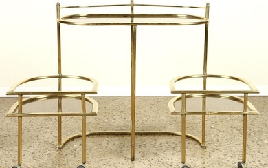 BRASS SERVING CART WITH SWING OUT TABLES C.1970