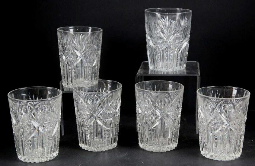 BRILLIANT CUT GLASS ANTIQUE LOW BALL GROUPING