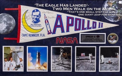 BUZZ ALDRIN, NEIL ARMSTRONG, MICHAEL COLLINS SIGNED PENNANT from...