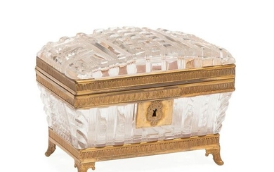 Baccarat-Style Bronze-Mounted Cut Crystal Box