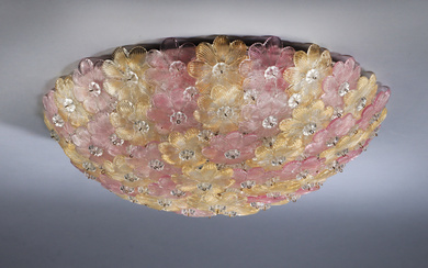 Barovier & Toso. 'Flower basket' Murano glass pendant from the 60s
