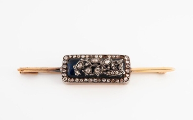 Barrette brooch in gold 750°/°°° and silver 925°/°°° decorated with...