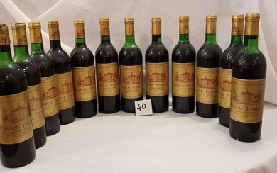 Batch of 12 Bt including 3 bottles of 1970 and 9 bottles 1975 Château FONREAUD LISTRAC MEDOC CRU BOURGEOIS. Perfect labels, 3 stained capsules, 1 torn capsule, 4 low neck, 4 high shoulder