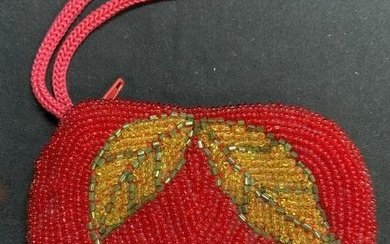 Beaded Red Apple Coin Purse