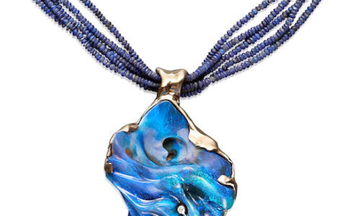 Black Opal and Diamond Pendant—"Aqua Profonda"